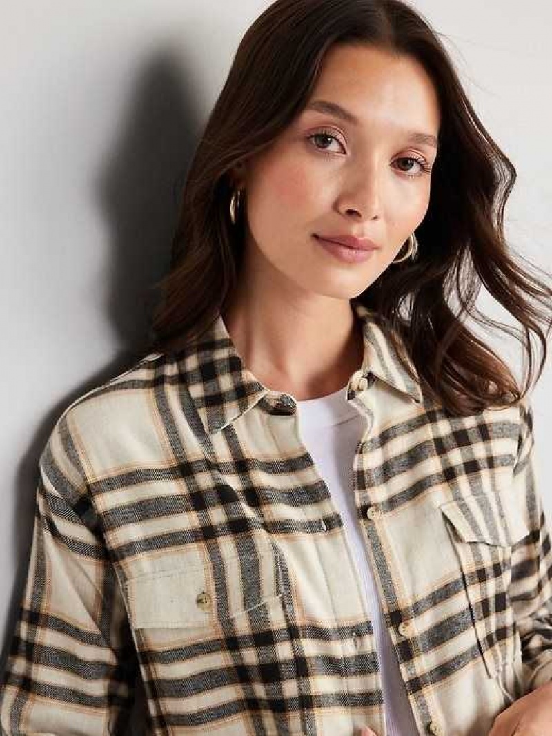 Old Navy Loose Flannel Shirt White | SIZ125970