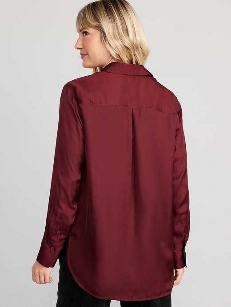 Old Navy Loose Satin Shirt Red Burgundy | YFX971835