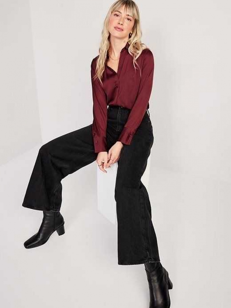 Old Navy Loose Satin Shirt Red Burgundy | YFX971835