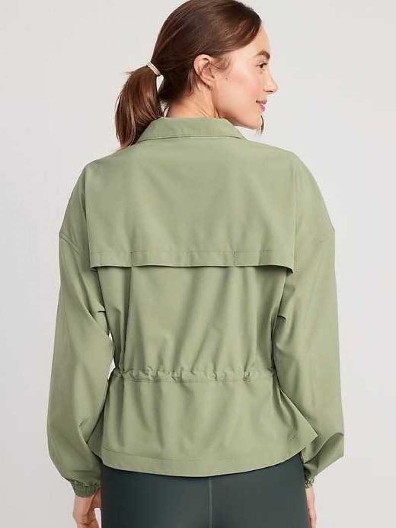 Old Navy Loose StretchTech Cinched-Waist Jacket Olive | HTL485976