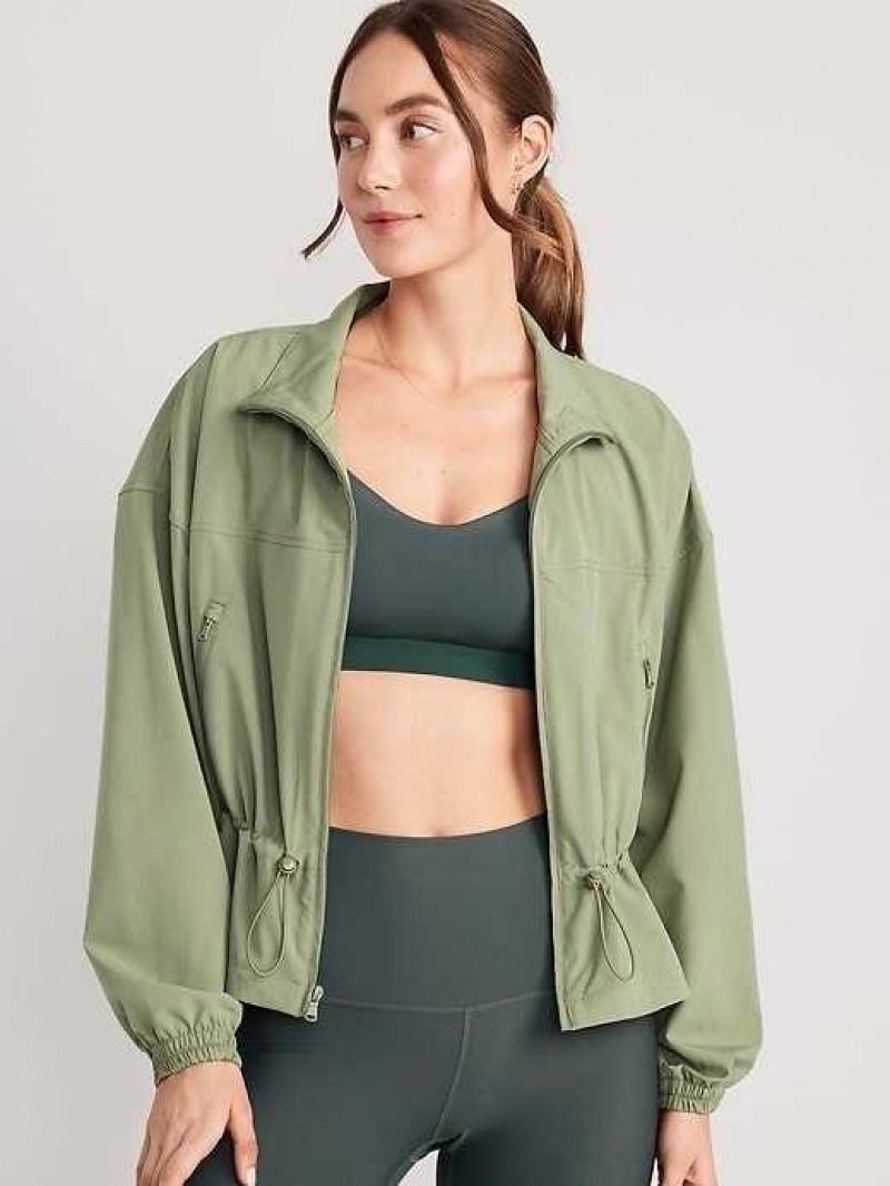 Old Navy Loose StretchTech Cinched-Waist Jacket Olive | HTL485976