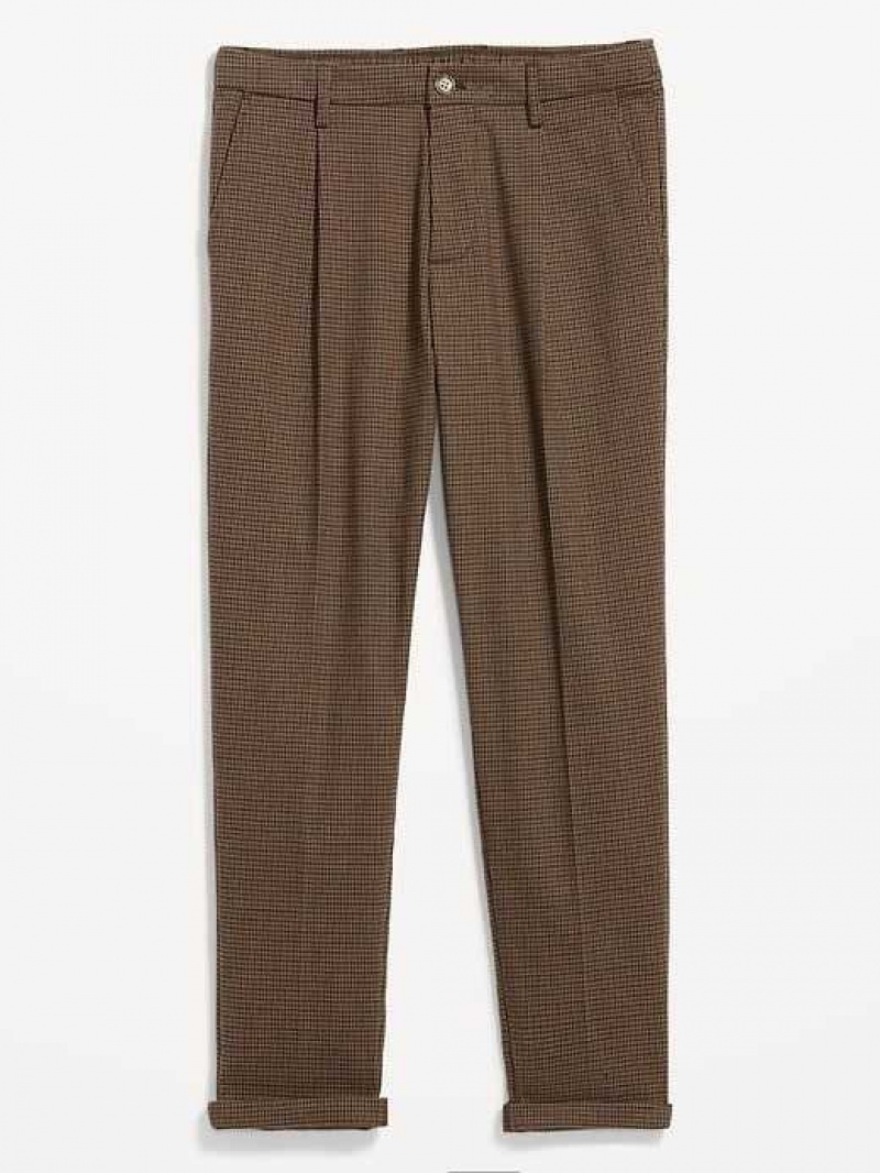 Old Navy Loose Taper Built-In Flex Pleated Chino Pants Houndstooth | RHY081659