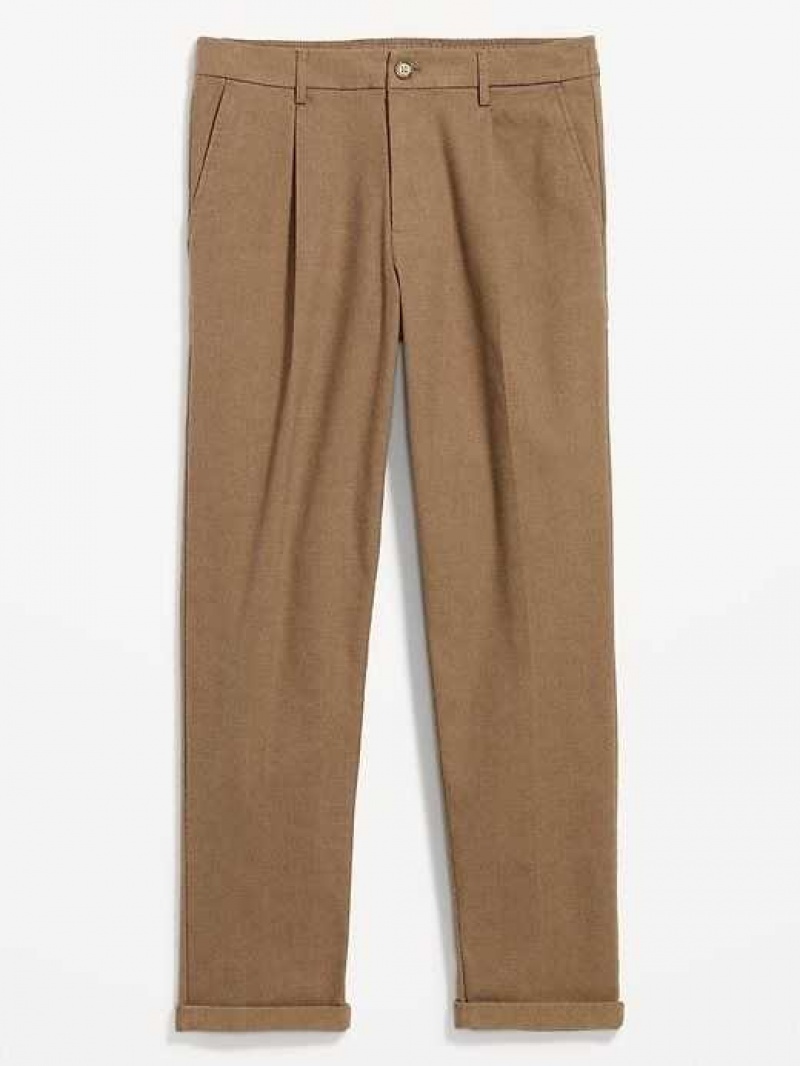 Old Navy Loose Taper Built-In Flex Pleated Chino Pants Brown | YJM162895