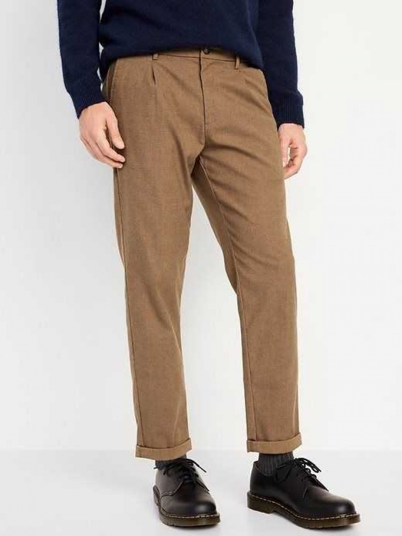 Old Navy Loose Taper Built-In Flex Pleated Chino Pants Brown | YJM162895