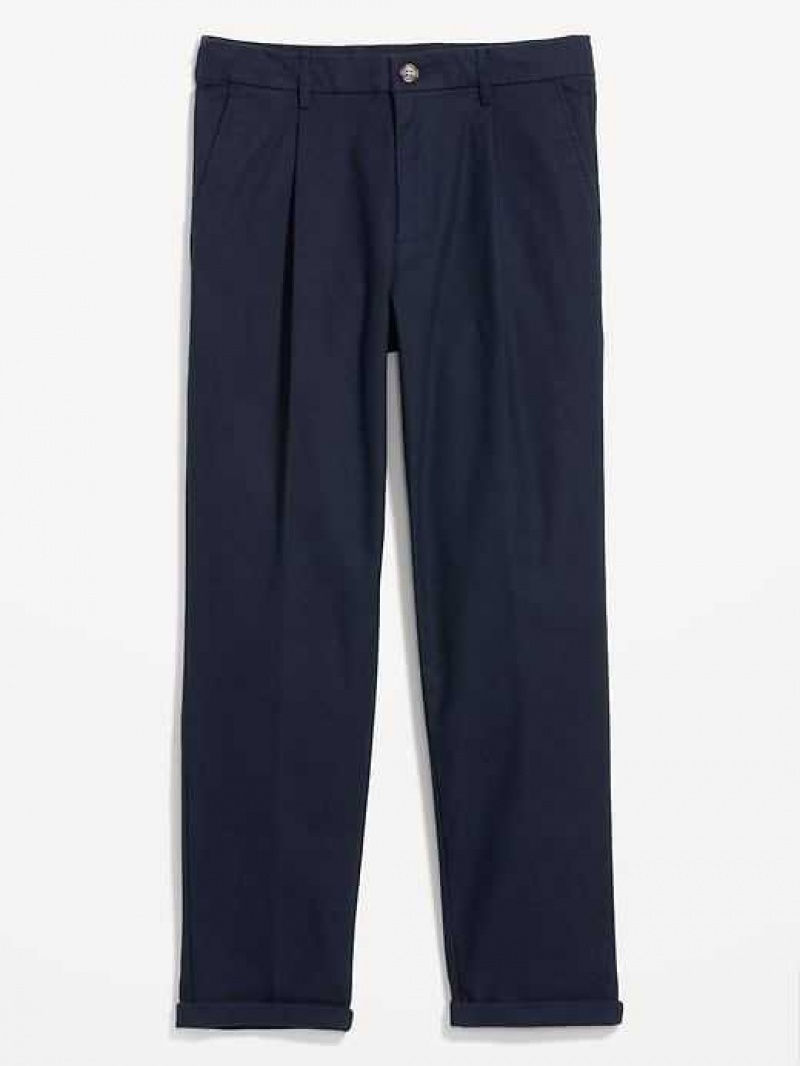 Old Navy Loose Taper Built-In Flex Pleated Chino Pants Navy | JBE746851