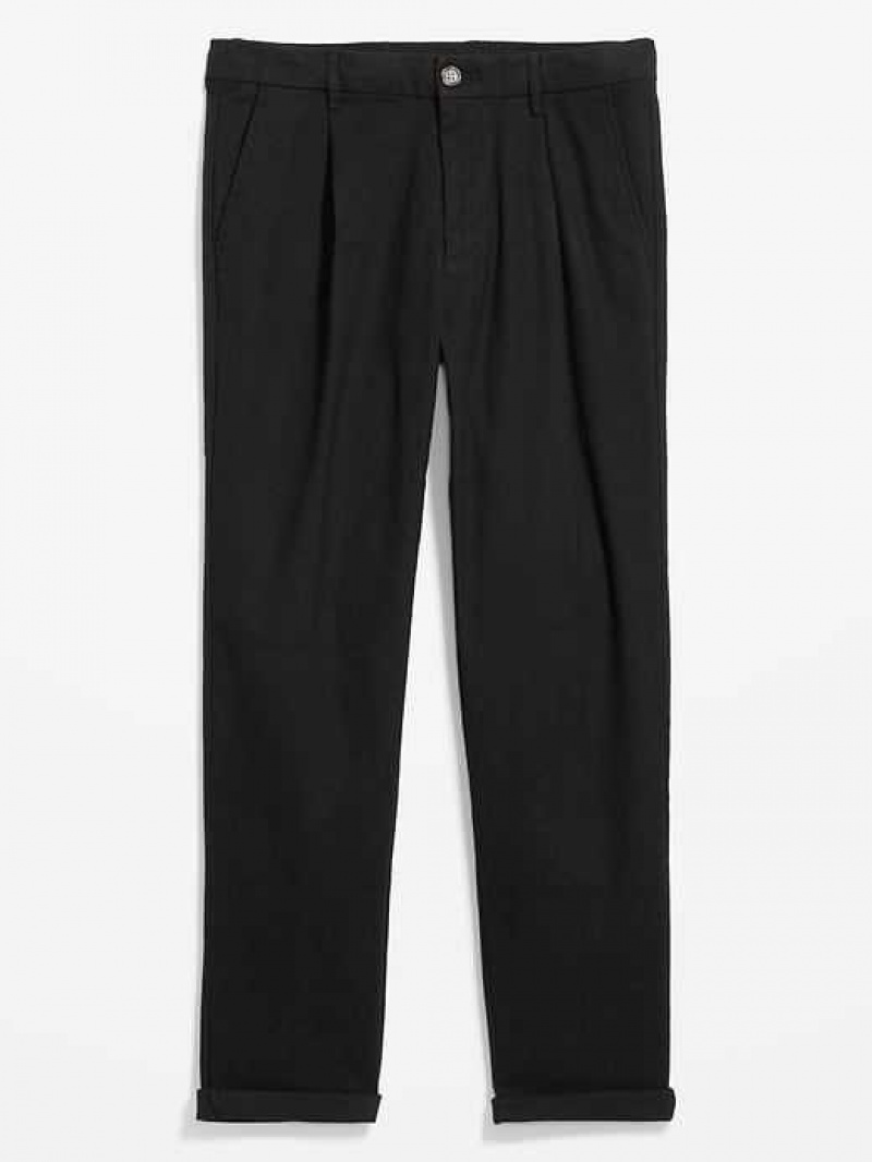 Old Navy Loose Taper Built-In Flex Pleated Chino Pants Blackjack | HYJ094572