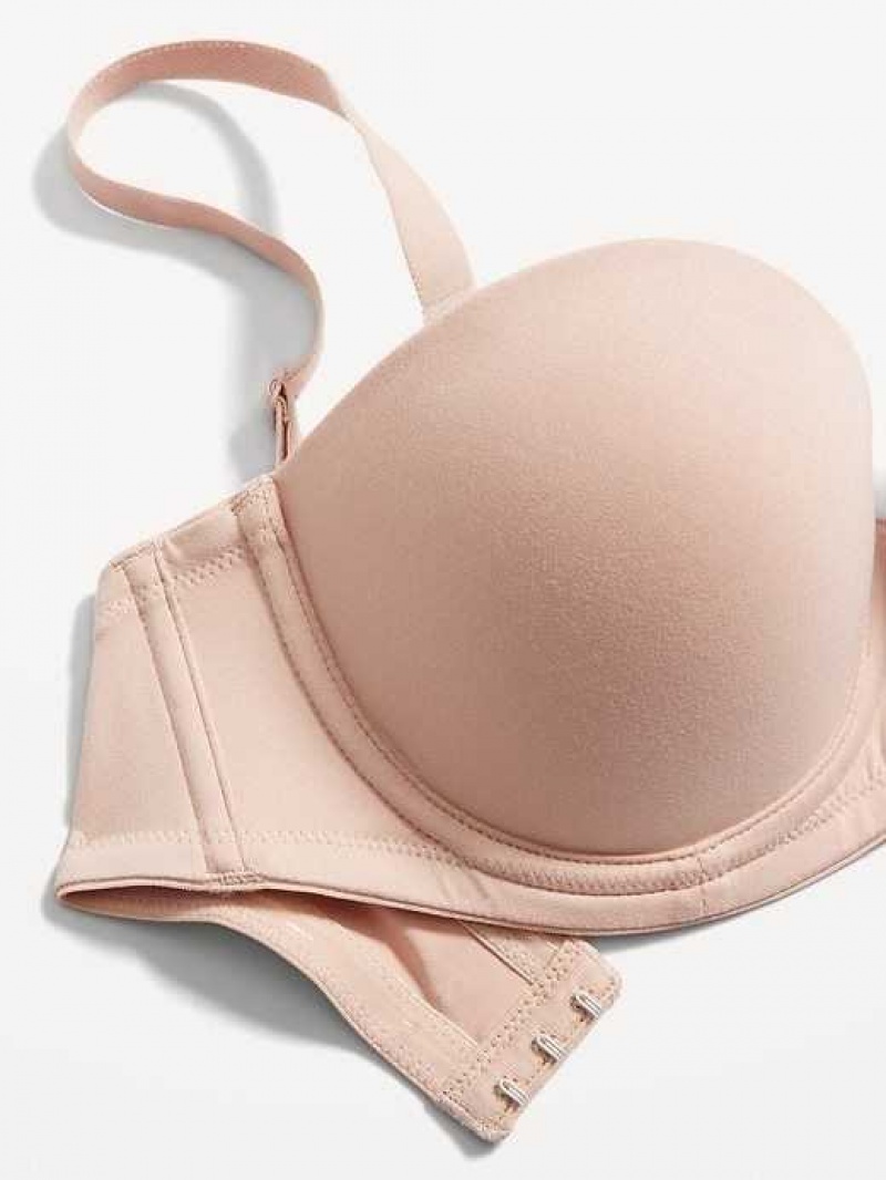 Old Navy Low-Coverage Convertible Strapless Underwire Bra Frappe | KVE364028