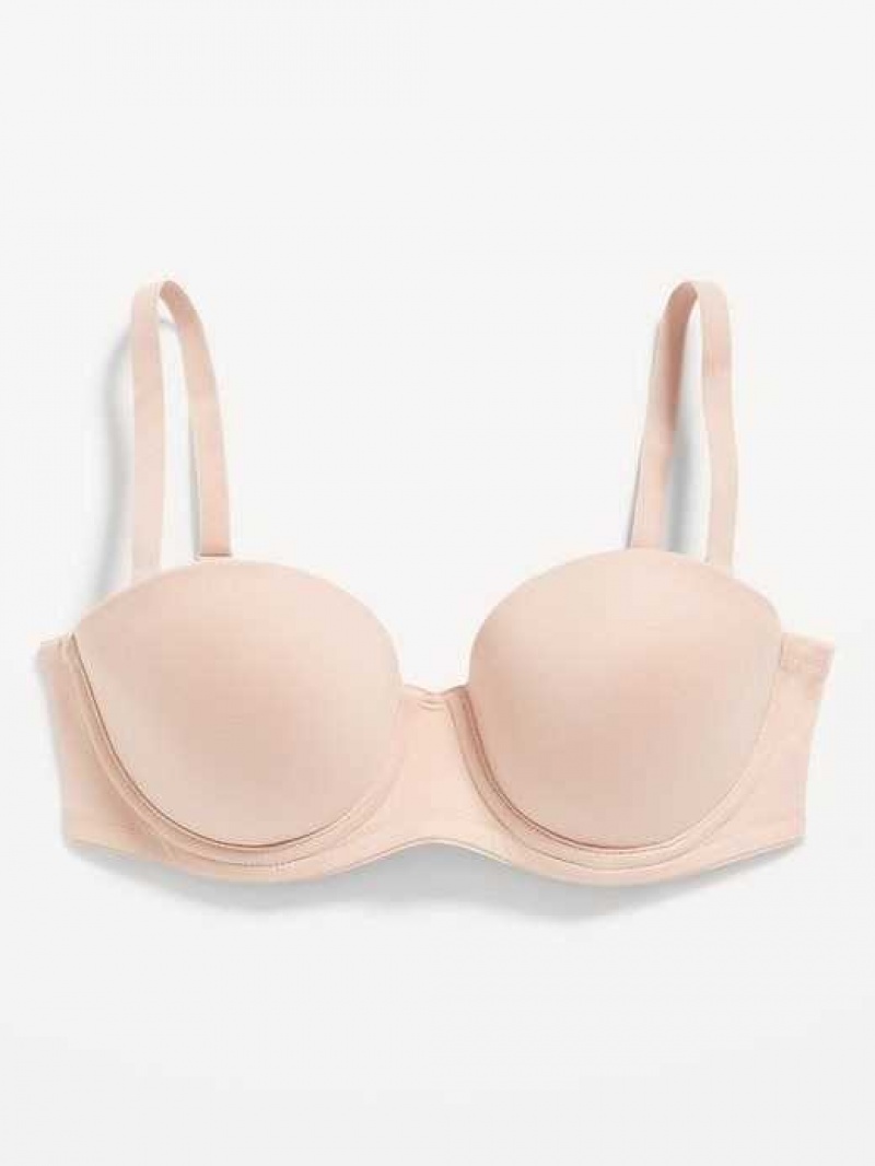 Old Navy Low-Coverage Convertible Strapless Underwire Bra Frappe | KVE364028