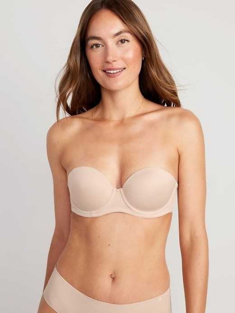 Old Navy Low-Coverage Convertible Strapless Underwire Bra Frappe | KVE364028