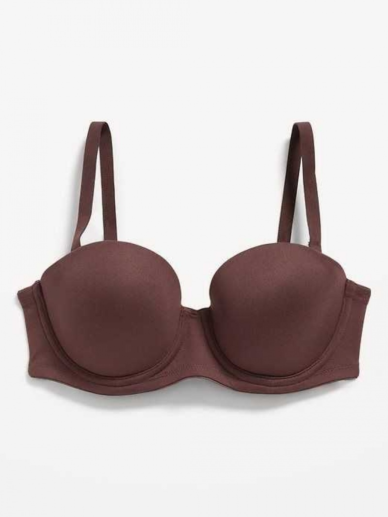 Old Navy Low-Coverage Convertible Strapless Underwire Bra French Roast | IBE794208