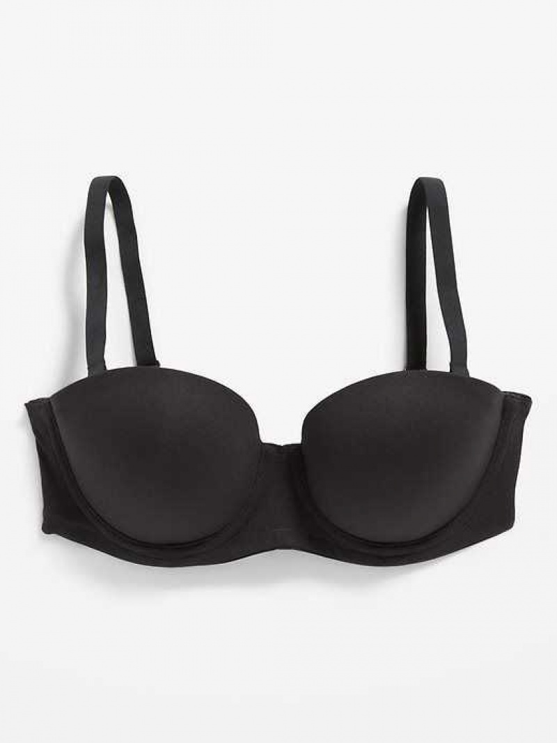 Old Navy Low-Coverage Convertible Strapless Underwire Bra Black | XFI782436