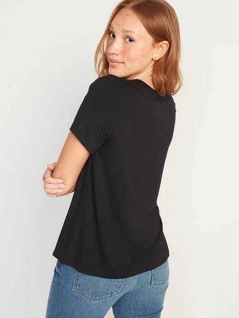 Old Navy Luxe Crew-Neck T-Shirt Black | QHU291837