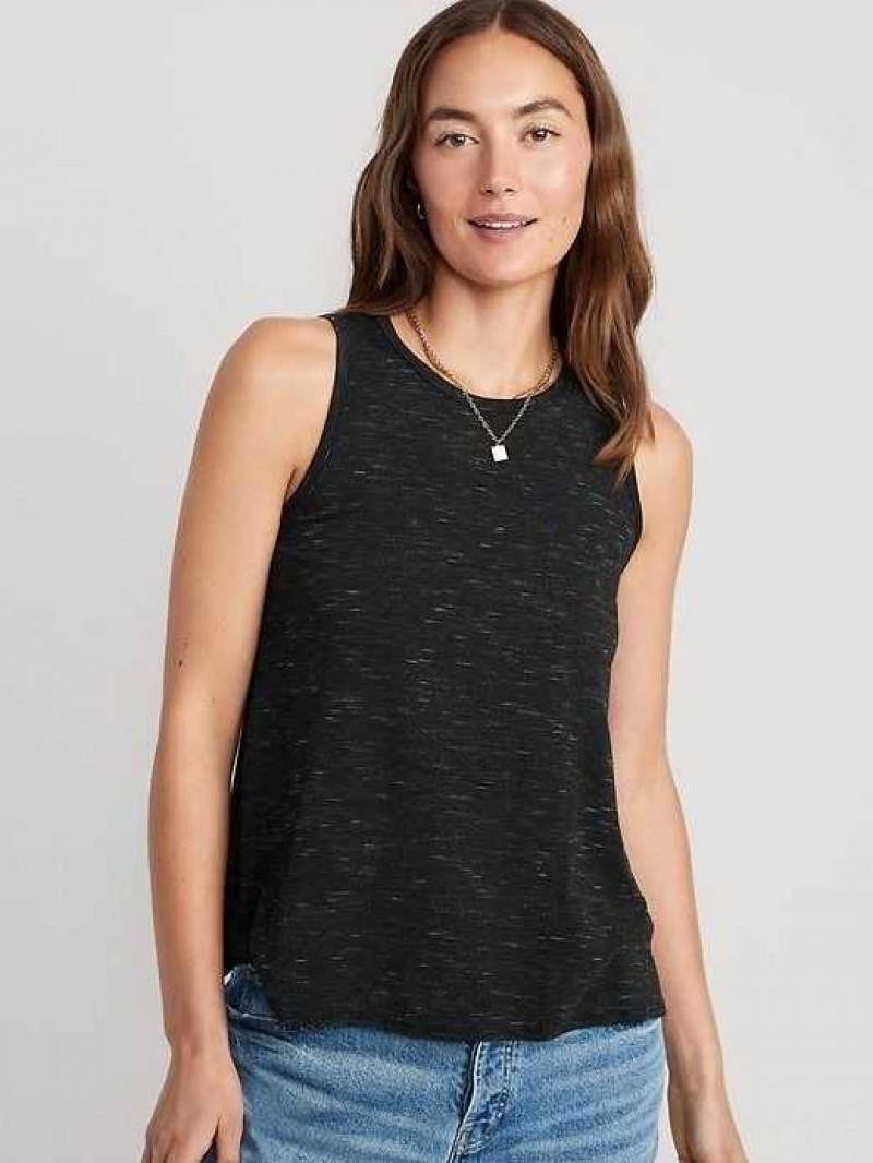 Old Navy Luxe Jersey-Knit Sleeveless T-Shirt Black | DPT758940