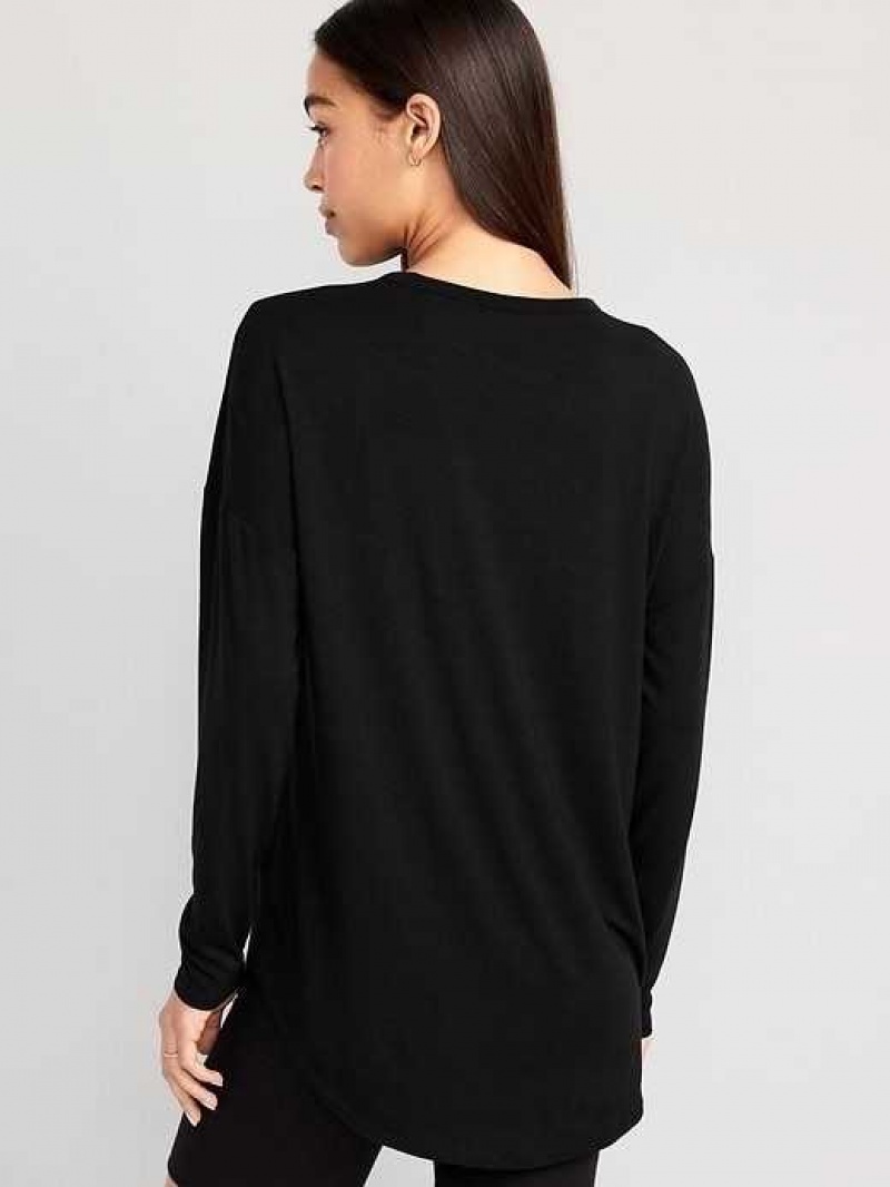 Old Navy Luxe Long-Sleeve Tunic T-Shirt Black | YQV139257