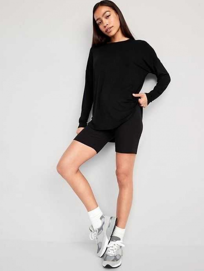 Old Navy Luxe Long-Sleeve Tunic T-Shirt Black | YQV139257