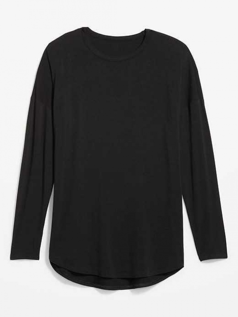 Old Navy Luxe Long-Sleeve Tunic T-Shirt Black | YQV139257