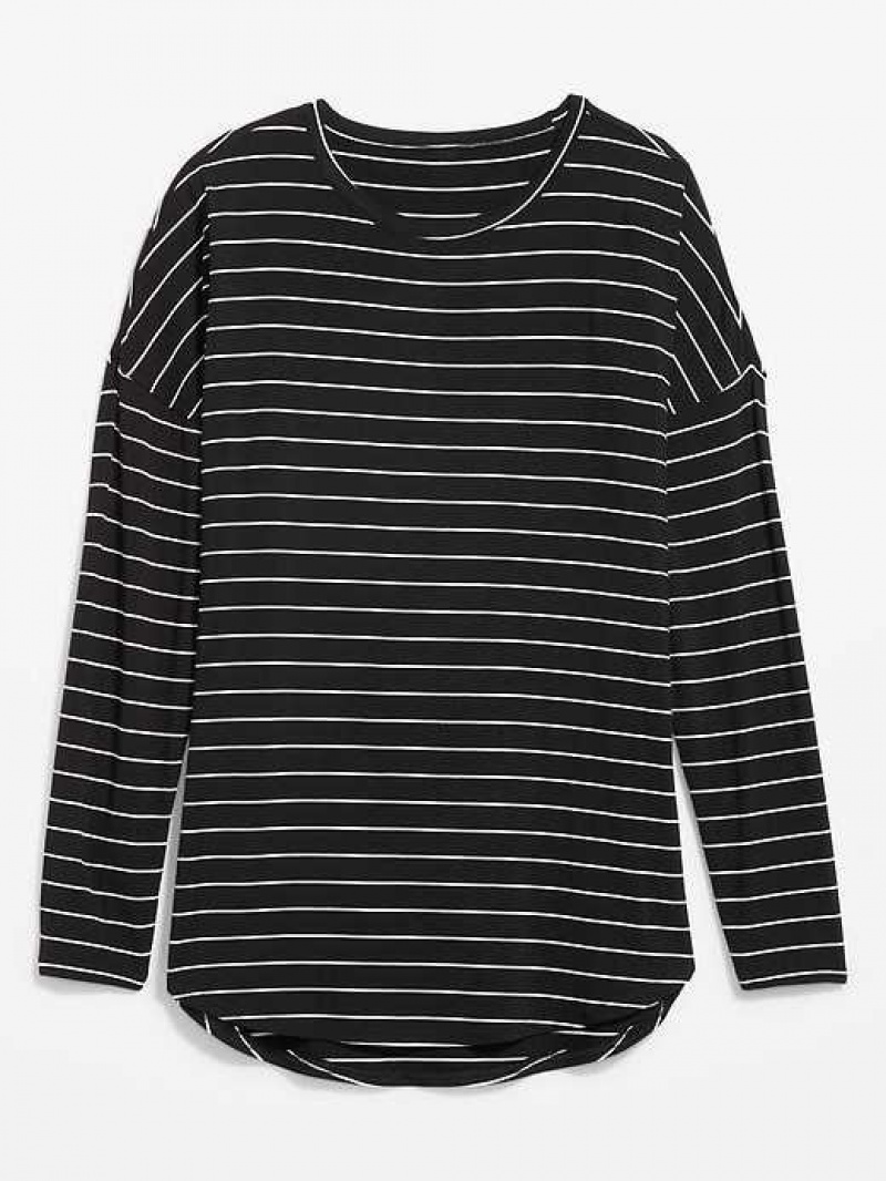 Old Navy Luxe Long-Sleeve Tunic T-Shirt Black Stripes | YPI025634