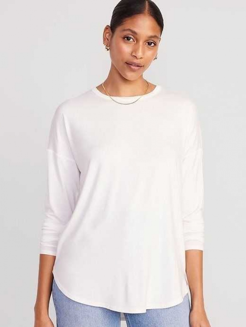 Old Navy Luxe Long-Sleeve Tunic T-Shirt Light Blue | CRW680579