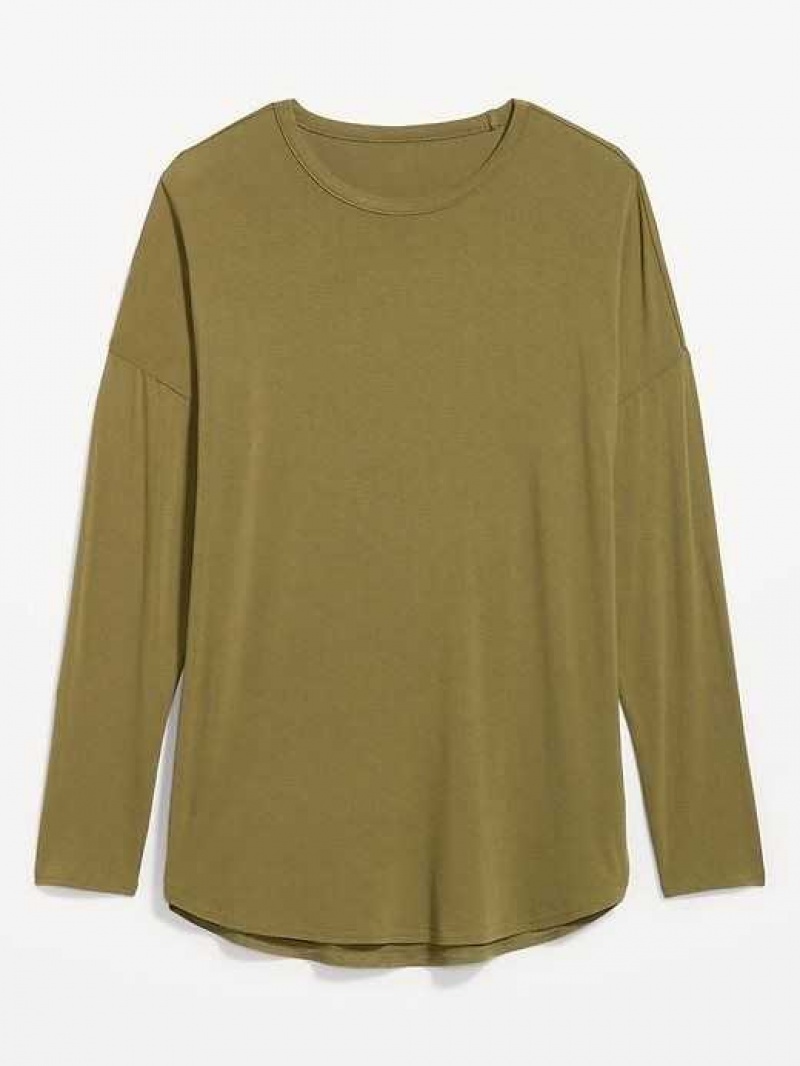 Old Navy Luxe Long-Sleeve Tunic T-Shirt Pasture Present | HUG268309