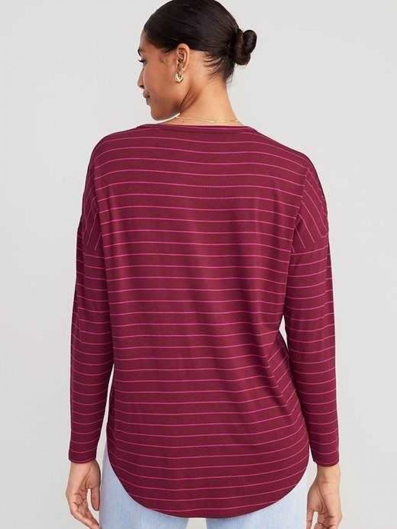 Old Navy Luxe Long-Sleeve Tunic T-Shirt Red Stripes | JVT204937