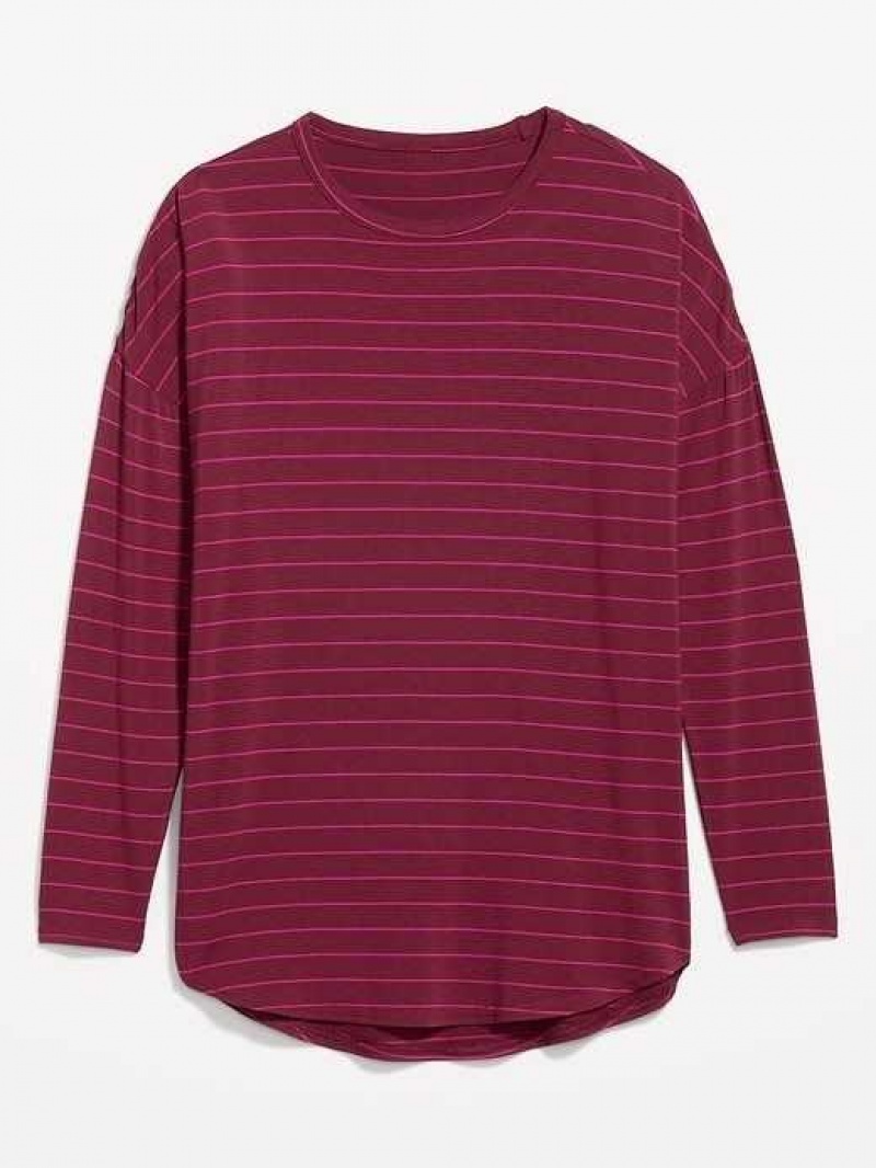 Old Navy Luxe Long-Sleeve Tunic T-Shirt Red Stripes | JVT204937