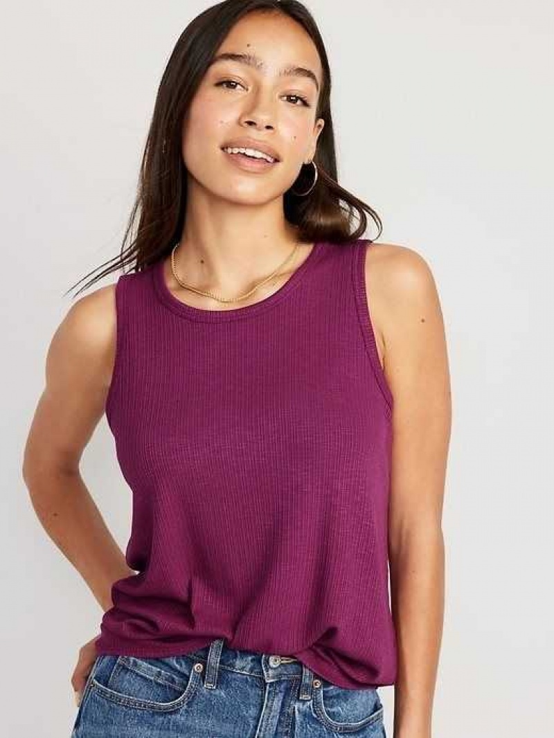 Old Navy Luxe Rib-Knit Swing Tank Top Purple | UCT971620