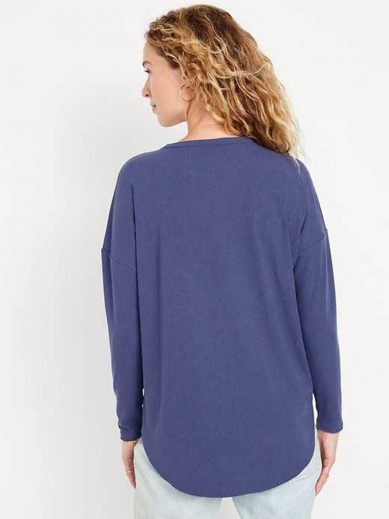 Old Navy Luxe Rib-Knit Tunic T-Shirt Bluesday | ZKY839472