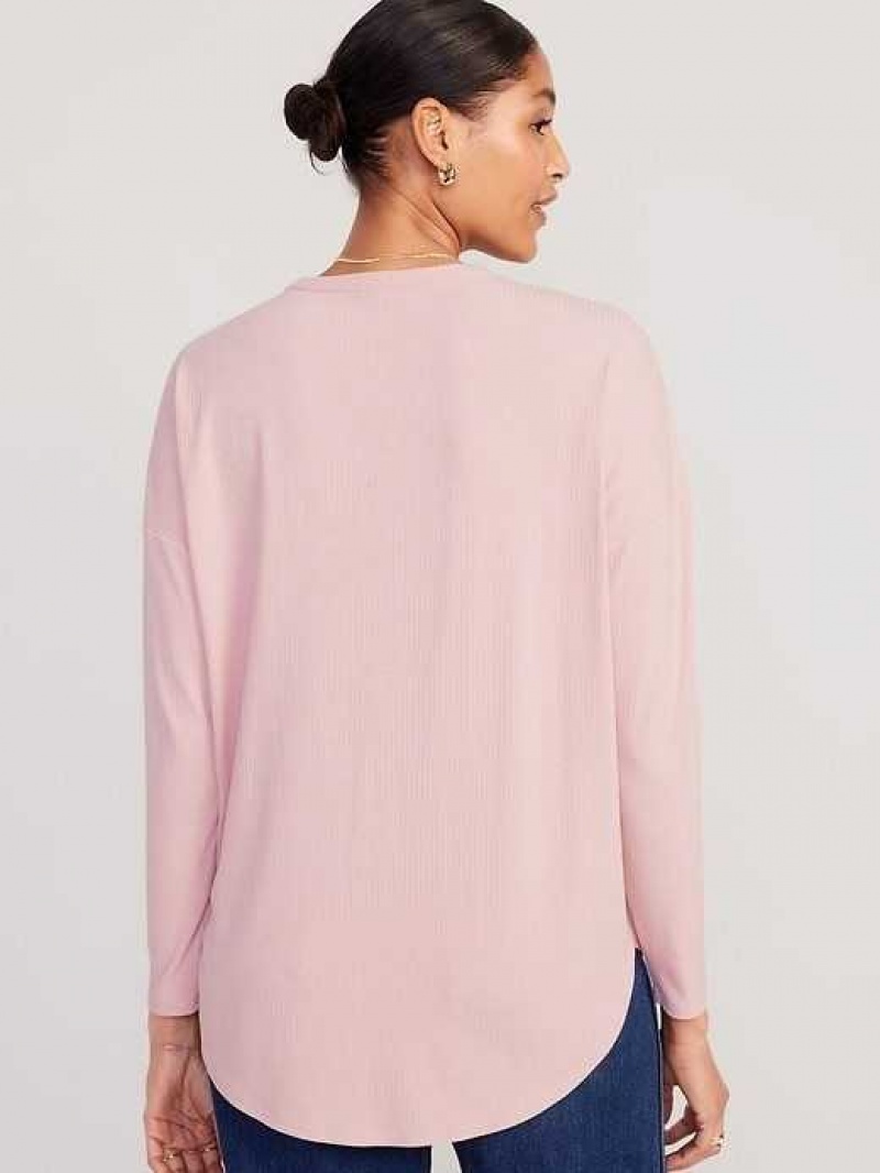 Old Navy Luxe Rib-Knit Tunic T-Shirt Pink | BQT095684