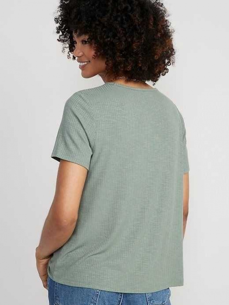 Old Navy Luxe Ribbed Slub-Knit T-Shirt Dried Herb | GYR471256