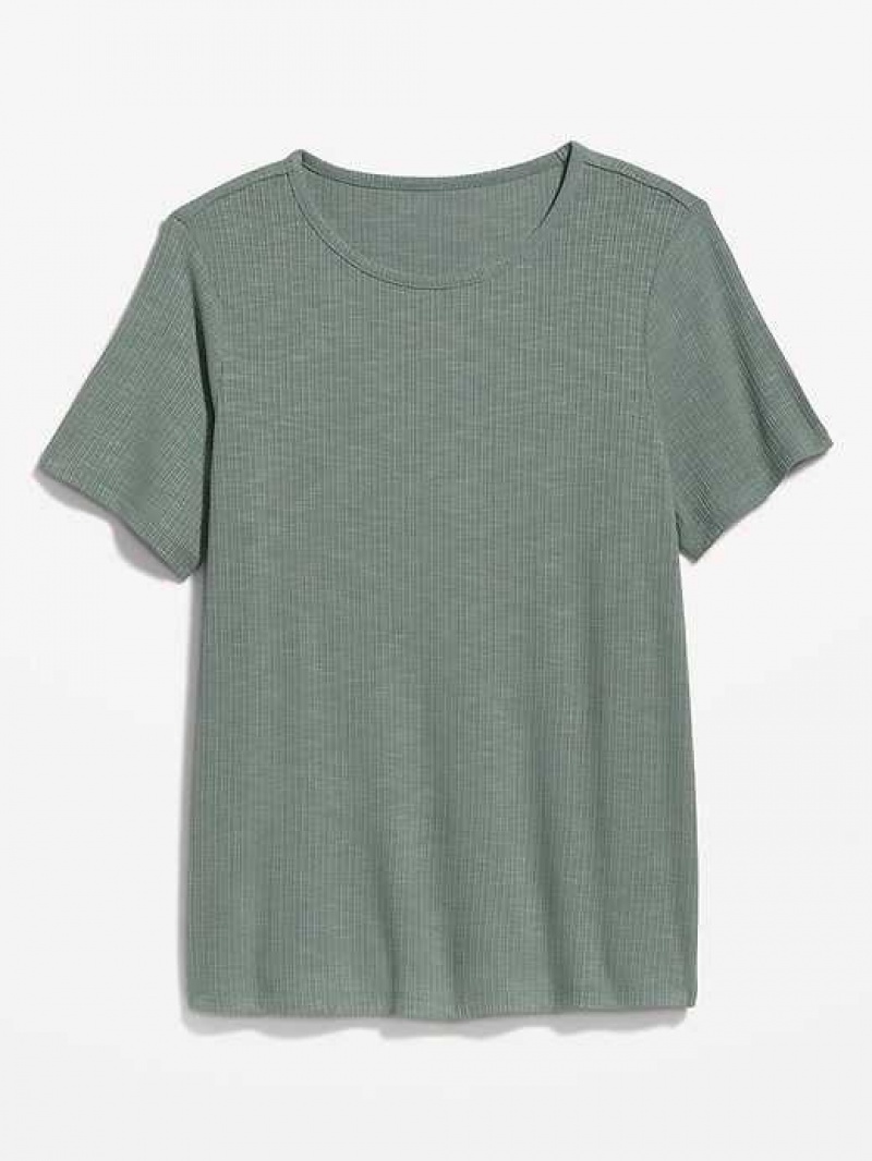 Old Navy Luxe Ribbed Slub-Knit T-Shirt Dried Herb | GYR471256