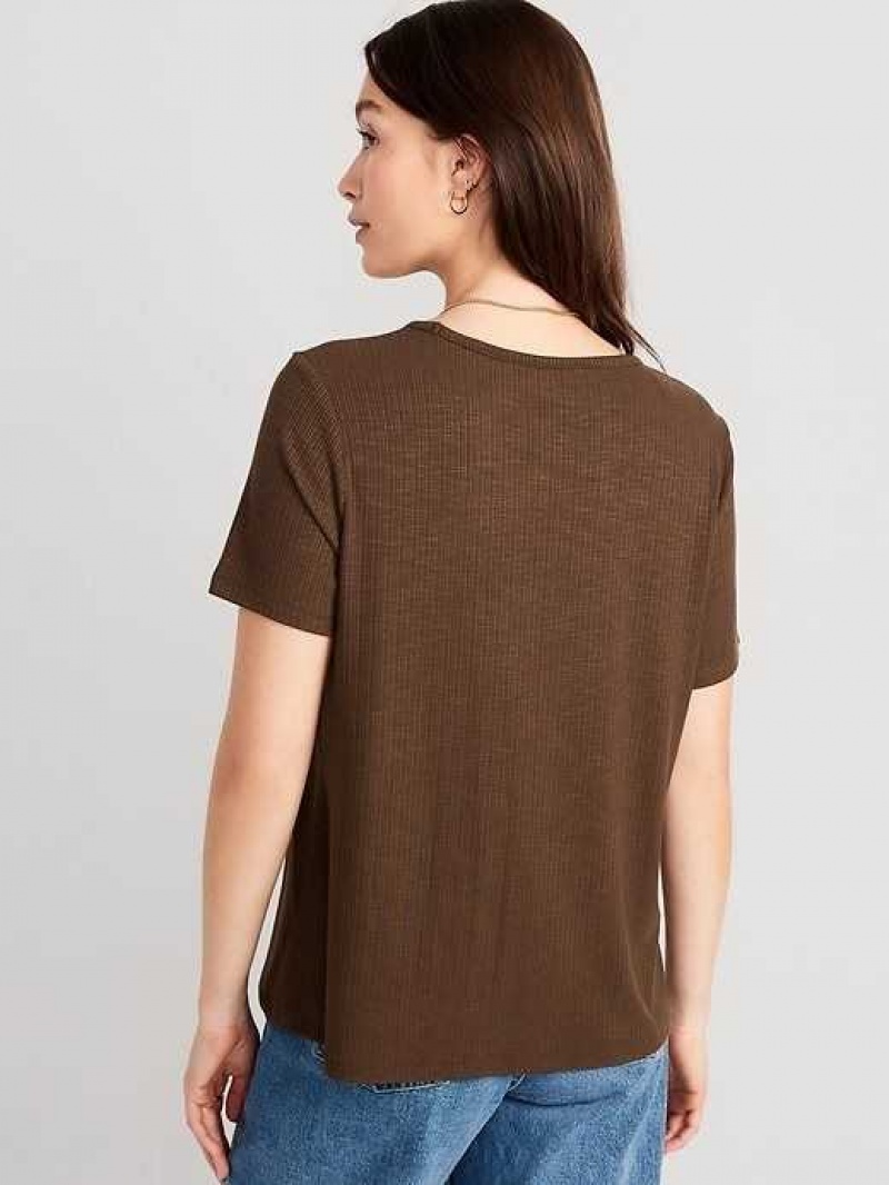 Old Navy Luxe Ribbed Slub-Knit T-Shirt Espresso | KBS201435