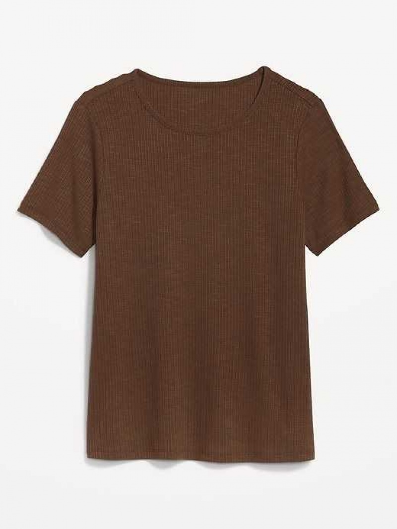 Old Navy Luxe Ribbed Slub-Knit T-Shirt Espresso | KBS201435