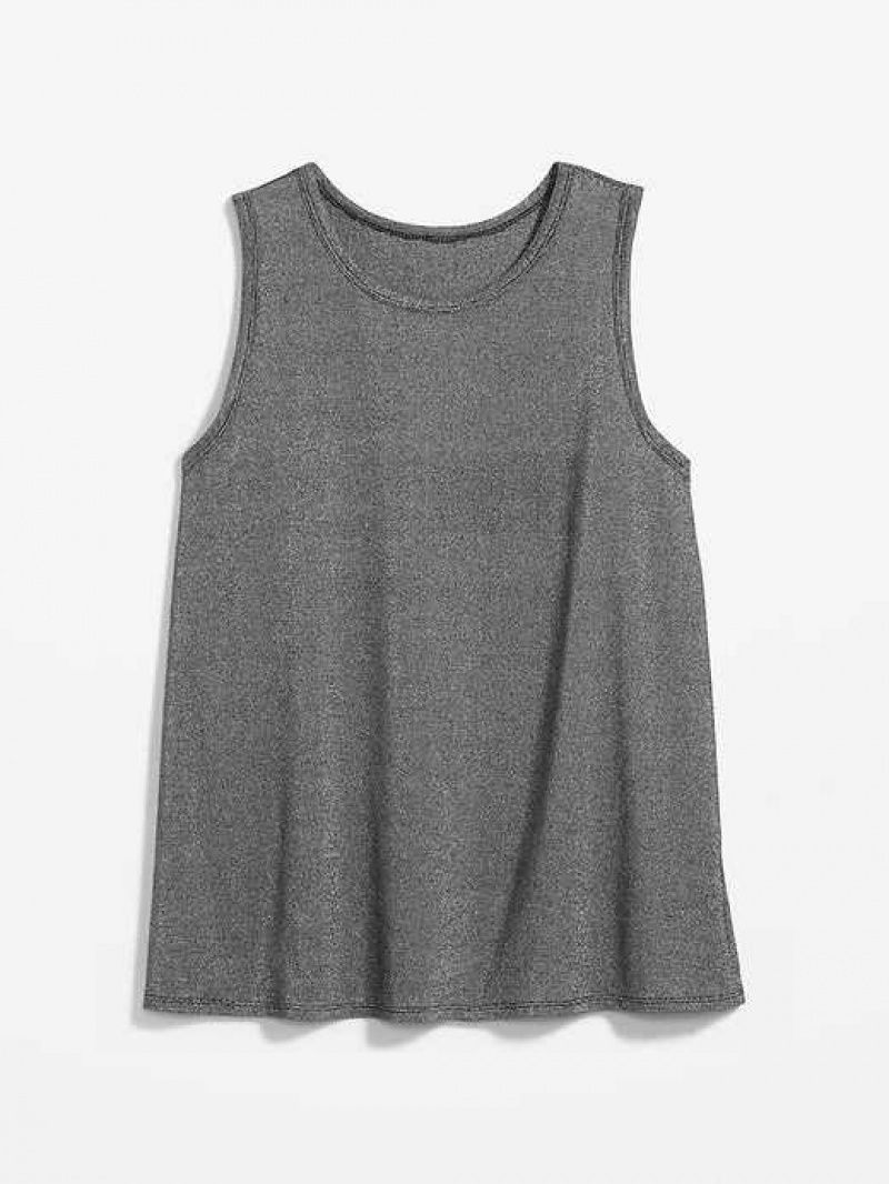 Old Navy Luxe Sleeveless High-Neck Glimmer T-Shirt Black | UQL390746