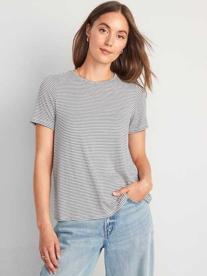 Old Navy Luxe Striped T-Shirt White / Blue Stripes | FZI162380