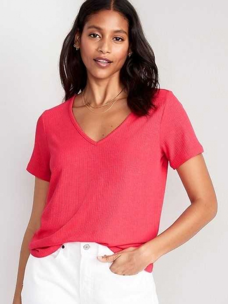 Old Navy Luxe V-Neck Rib-Knit T-Shirt Cosmic | BWG529173