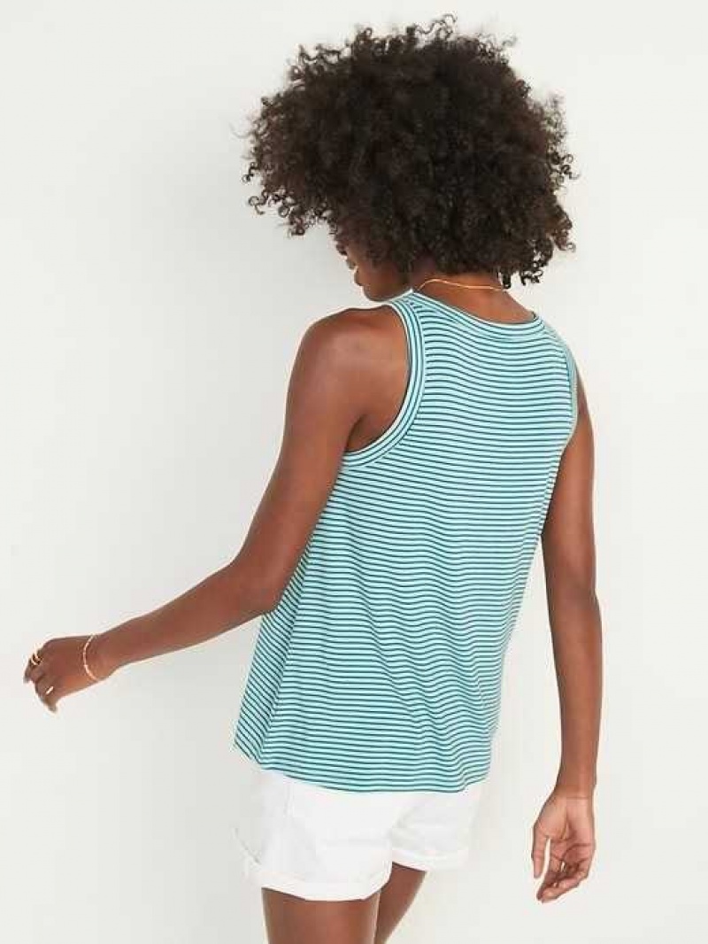 Old Navy Luxe V-Neck Striped Swing Tank Top Navy | ZDC926574