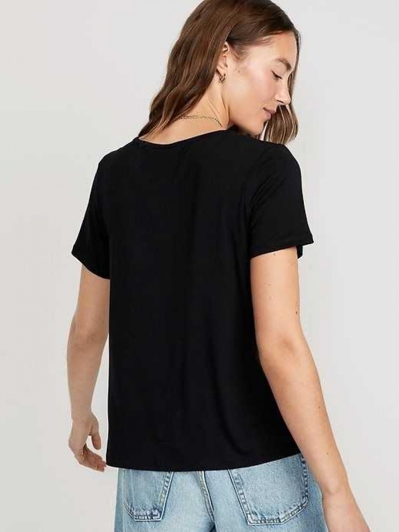 Old Navy Luxe V-Neck T-Shirt Black | JYB543920