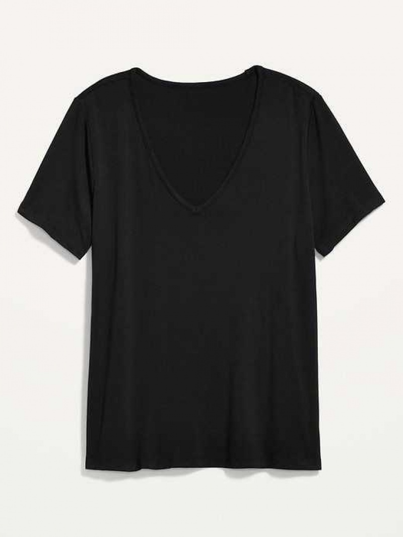 Old Navy Luxe V-Neck T-Shirt Black | JYB543920