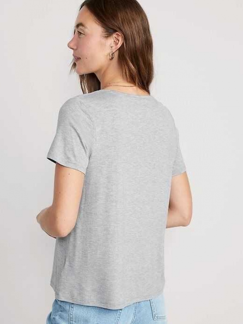 Old Navy Luxe V-Neck T-Shirt Grey | QIE132659