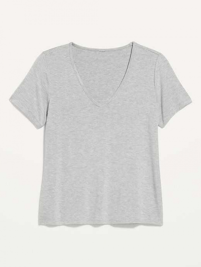 Old Navy Luxe V-Neck T-Shirt Grey | QIE132659