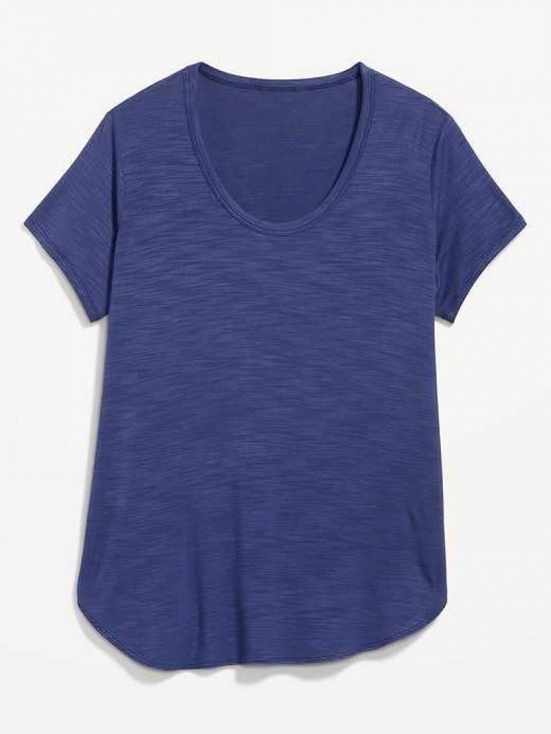 Old Navy Luxe Voop-Neck Slub-Knit Tunic T-Shirt Bluesday | RFG689301