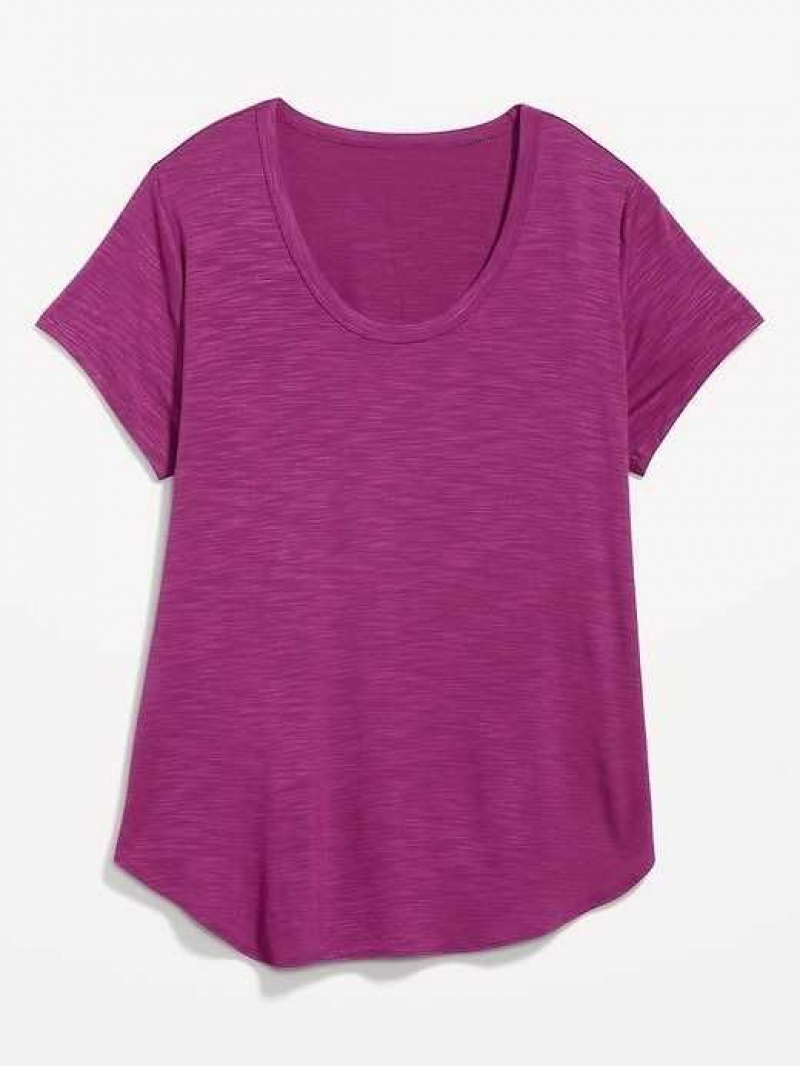 Old Navy Luxe Voop-Neck Slub-Knit Tunic T-Shirt Purple | QIO569718