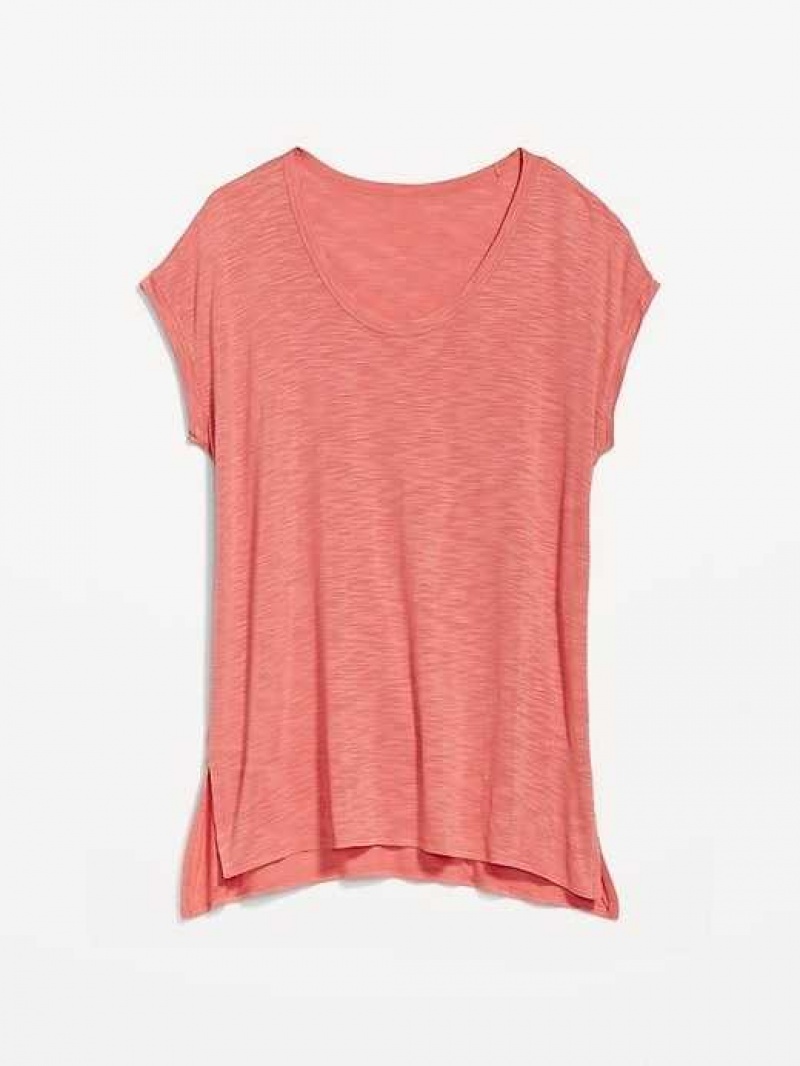 Old Navy Luxe Voop-Neck Slub-Knit Tunic T-Shirt Aspen Summer | GWD793541