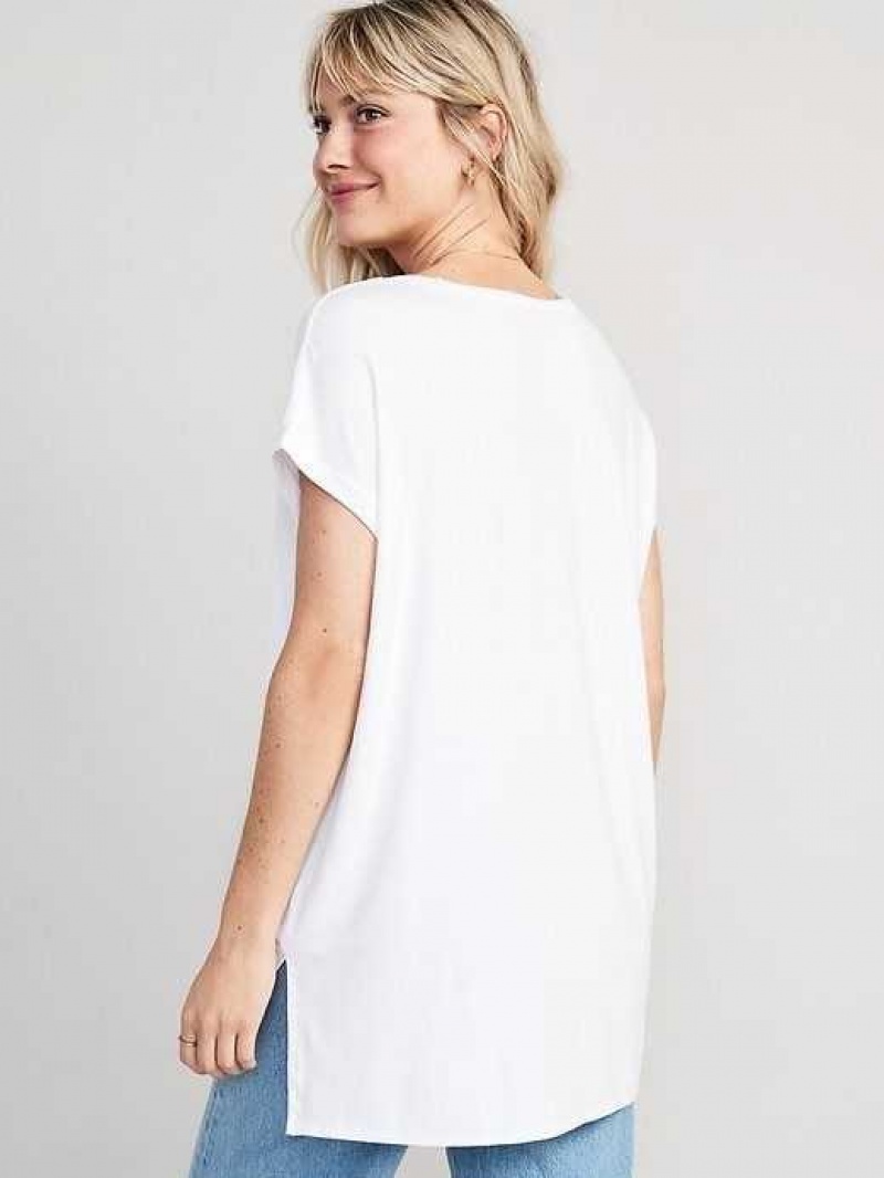 Old Navy Luxe Voop-Neck Tunic T-Shirt White | KAY540613