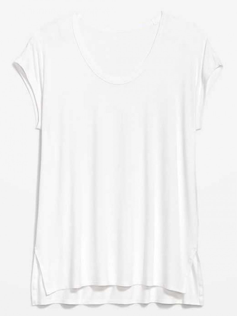 Old Navy Luxe Voop-Neck Tunic T-Shirt White | KAY540613