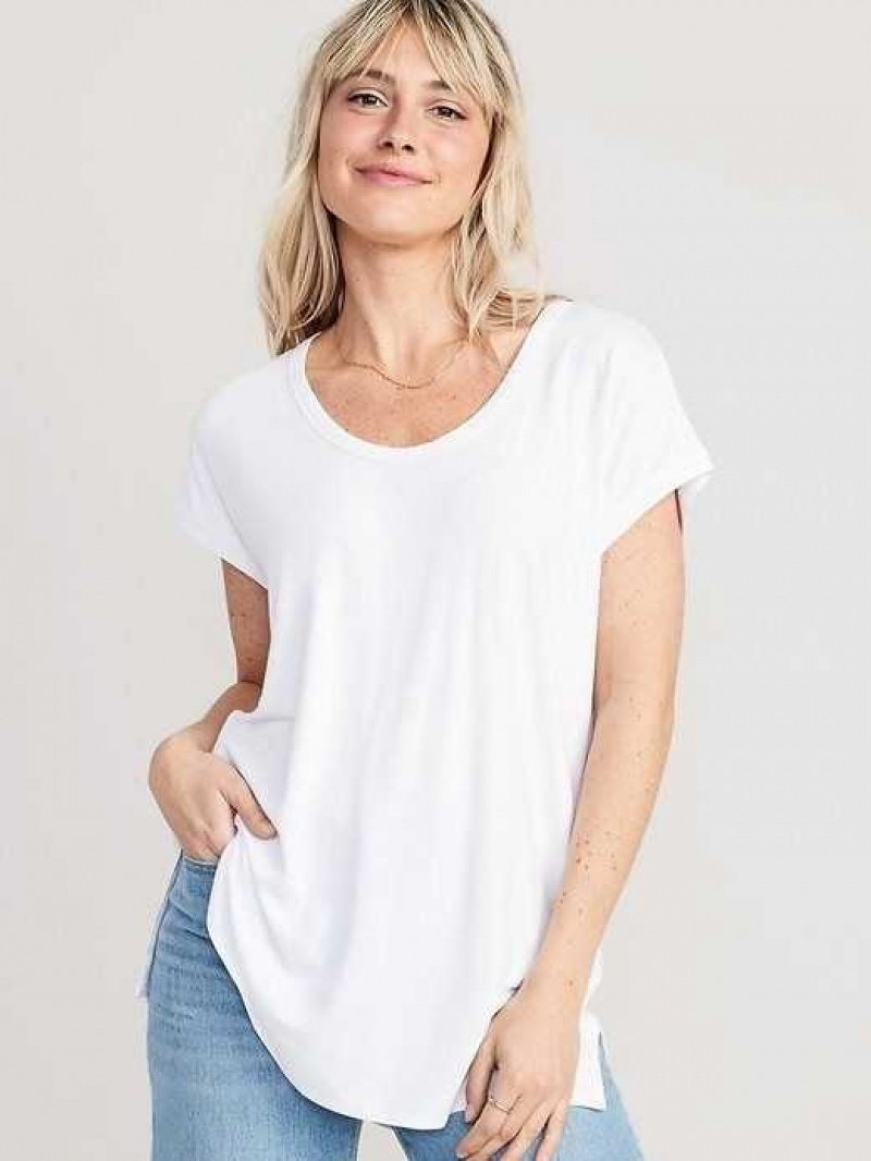 Old Navy Luxe Voop-Neck Tunic T-Shirt White | KAY540613