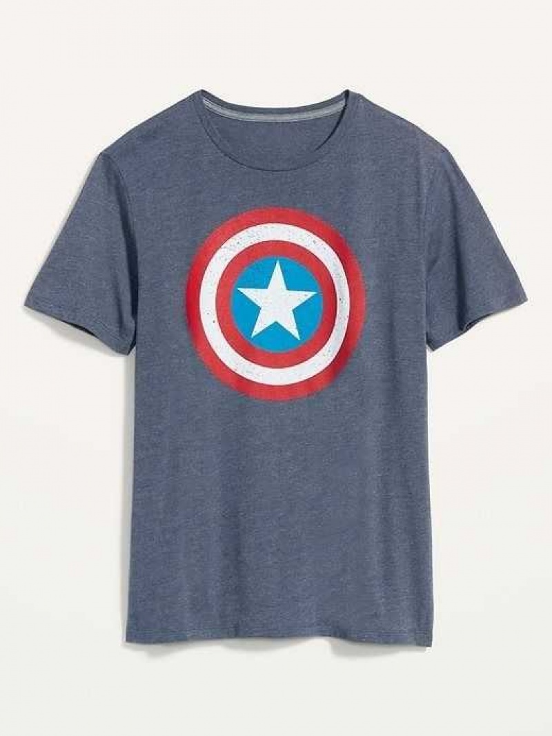 Old Navy Marvel Captain America Graphic Gender-Neutral T-Shirt Navy | TID698703