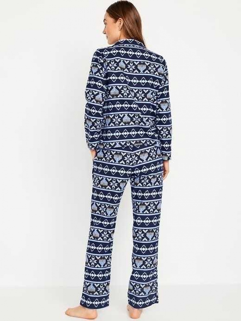 Old Navy Matching Flannel Pajama Set Midnight Menorah | OPH504376