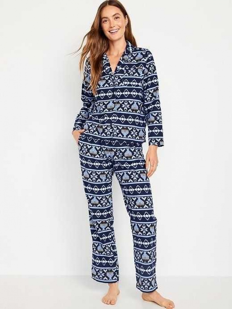 Old Navy Matching Flannel Pajama Set Midnight Menorah | OPH504376