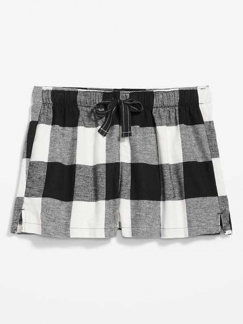 Old Navy Matching Flannel Pajama Shorts Black | KSI623054